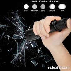 TORCHSTAR LED Tactical Flashlight, Ultra-bright Handheld Portable Flashlight, USB Rechargeable Flashlight, Skid-resistant Handgrip Flashlight, 5 Modes & Adjustable Focus Military Flashlight